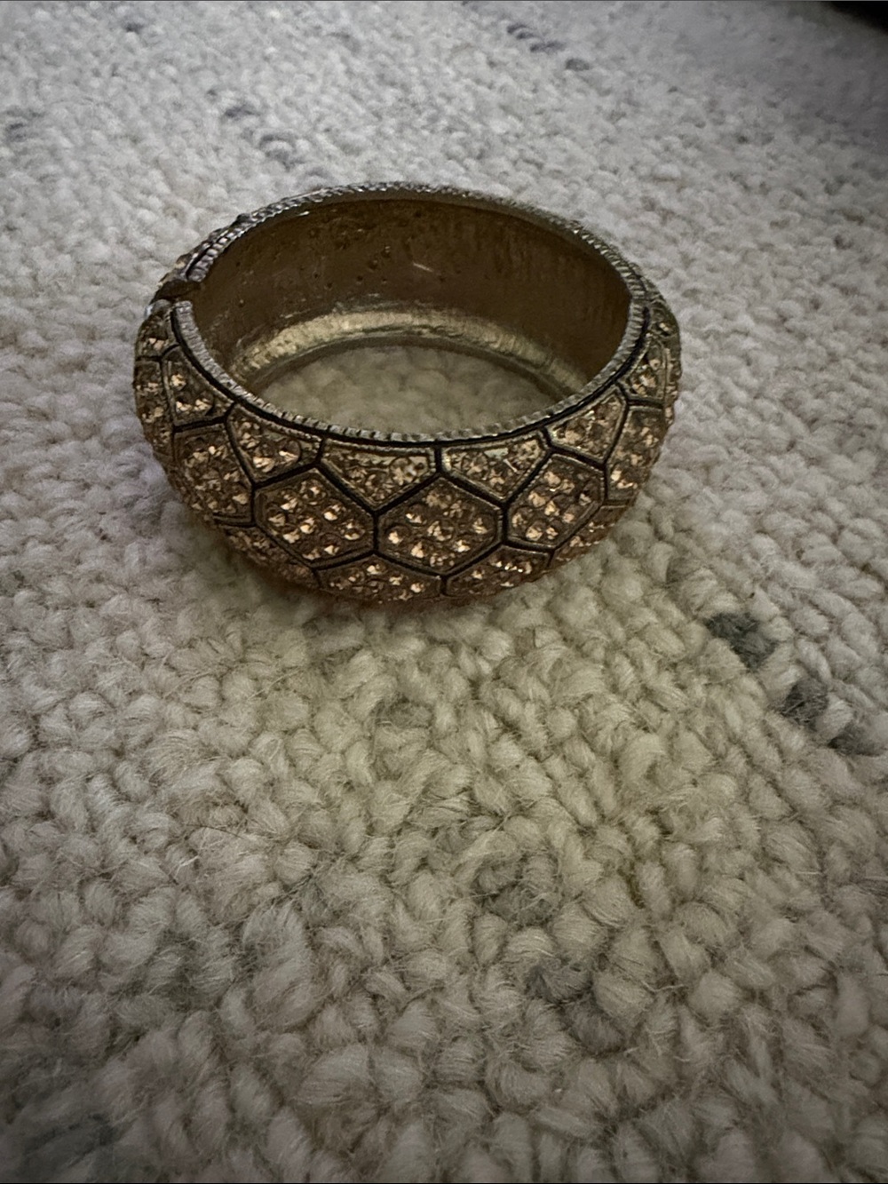 Rhinestone Pavé Dome Bangle Bracelet in Gold with gold/champagne stones.